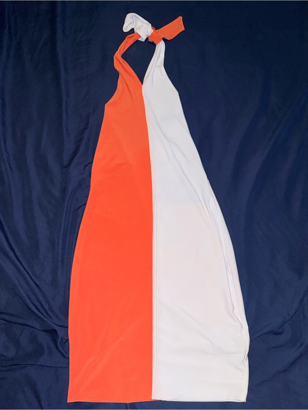 Fashion Nova Orange & White Halter Colorblock Mini Dress